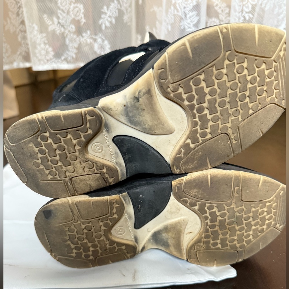 Isabel Marant Balskee 50MM High-TOP Wedge Black and White Sneakers - Picture 5 of 6